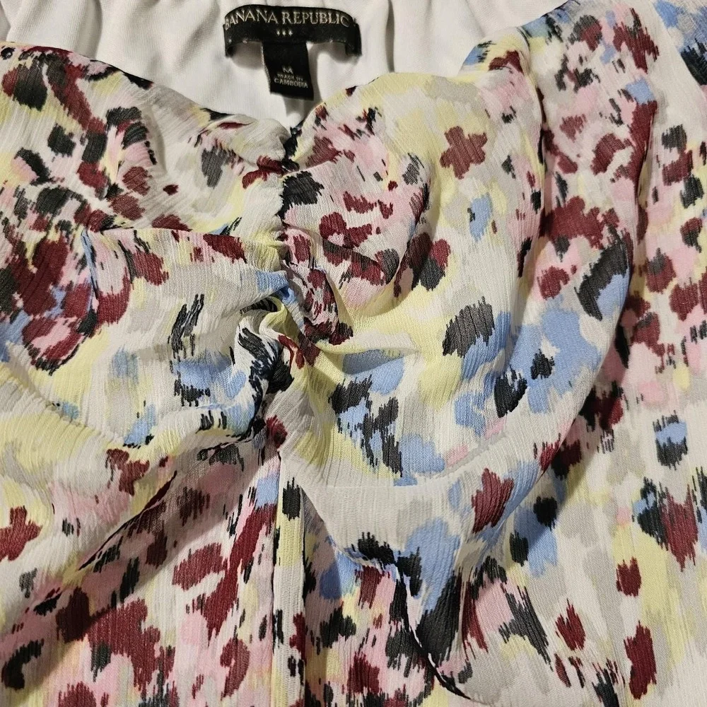 BANANA REPUBLIC Off‎ The Shoulder Floral Ruched Puff Sleeve Top Medium